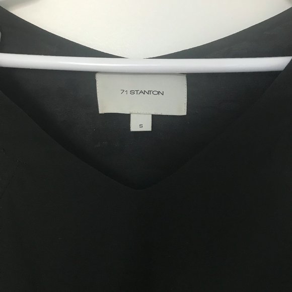 71 Stanton Jacquard Chiffon Black Dress w/ Pockets - Picture 3 of 4